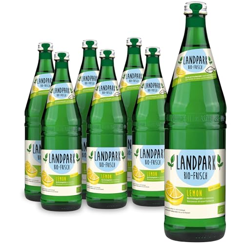 Landpark Bio-Erfrischungsgetränk Lemon, 12 x 0,75 L in der Glasflasche | ohne Zucker und Süßungsmittel | mit Kohlensäure | Wasser mit Geschmack | Ideal auch für Kinder und Diabetiker von Landpark