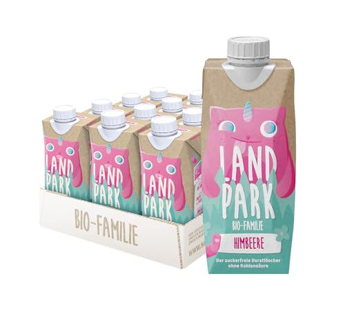 Landpark Bio-Familie Himbeere, 24x0,5l I Kindergetränk ohne Zucker und Süßungsmittel I Ab 1 Jahr geeignet I natürliches Mineralwasser mit Bio-Himbeere Fruchtaroma I Wasser mit Geschmack (24) von Landpark