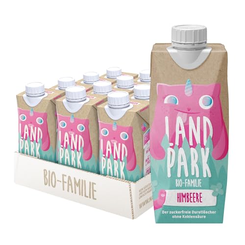 Landpark Bio-Familie Himbeere, 12x0,5l I Kindergetränk ohne Zucker und Süßungsmittel I Ab 1 Jahr geeignet I natürliches Mineralwasser mit Bio-Himbeere Fruchtaroma I Wasser mit Geschmack (12) von Landpark