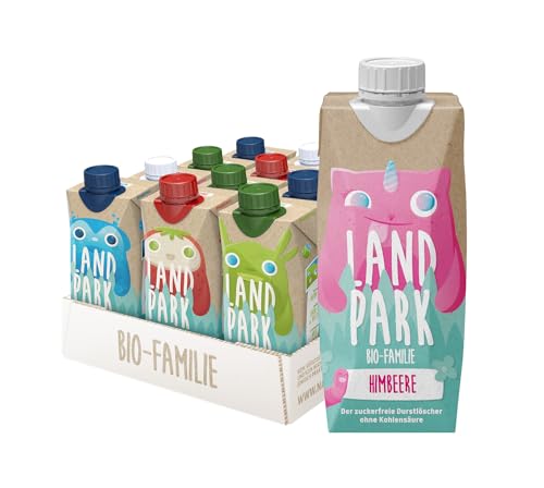 Landpark Bio-Familie Probier Mix, 24x0,5l I Kindergetränk ohne Zucker und Süßungsmittel I Ab 1 Jahr geeignet I natürliches Mineralwasser mit Bio-Fruchtaroma I Wasser mit Geschmack I pfandfrei von Landpark