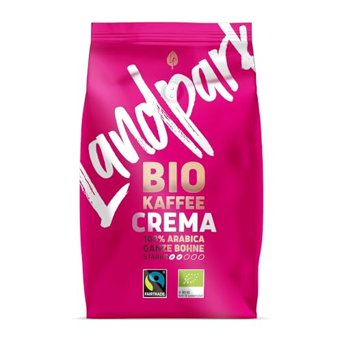 Landpark Bio Kaffee Crema 500g (1er Pack) - 100% Arabica Kaffeebohnen - Medium Roast - Säurearmer Bohnenkaffee - Fair Trade gehandelt von Landpark