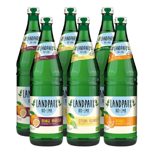 Landpark Bio-Limo Mixkiste 12 x 750 ml in Glasflaschen - keine künstlichen Farbstoffe - Aromen oder Konservierungsstoffe und sind laktose- und glutenfrei - von Landpark