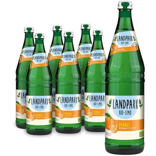 Landpark Bio-Limo Orange 12 x 750 ml in Glasflaschen - keine künstlichen Farbstoffe - Aromen oder Konservierungsstoffe und sind laktose- und glutenfrei - Orangenlimonade von Landpark