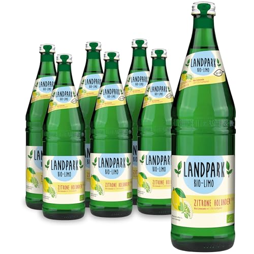 Landpark Bio-Limo Zitrone-Holunder 12 x 750 ml in Glasflaschen - keine künstlichen Farbstoffe - Aromen oder Konservierungsstoffe und sind laktose- und glutenfrei - Zitronenlimonade von Landpark