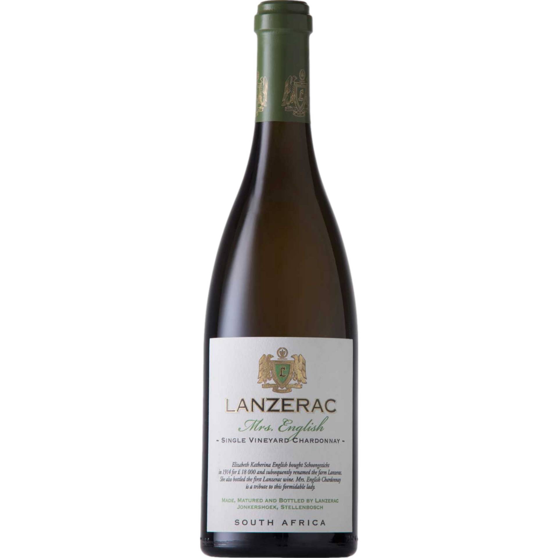 Lanzerac Mrs. English Chardonnay Single Vineyard, WO Stellenbosch, Western Cape, 2022, Weißwein von Lanzerac, 1 Lanzerac Rd, 7600 Stellenbosch, Südafrika / CAPREO GmbH- Gildeweg 10- 46562 Voerde- Deutschland