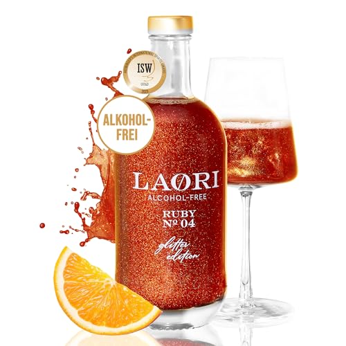 Laori Alkoholfreier Glitzer Spritz | Alkoholfreier Aperitif mit Glitzer ohne künstliche Aromen | Pflanzliche Farbstoffe | Perfekt für Spritz | Geschmack von Orange+Grapefruit | Nur 65 kcal von Laori