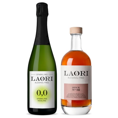 Laori Bundle alkoholfrei | 750 ml Sparkling Riesling (Alkoholfreier Sekt) | 500 ml Spice No 2 (Alkoholfreie Rum-Alternative) | Perfekt für alkoholfreie Cocktails | Vegan & kalorienarm von Laori