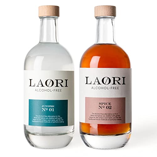 Laori Juniper No 01 & Spice No 02 | Alkoholfreie Alternativen zu Gin & Rum | Perfekt für alkoholfreie Cocktails | Feinste Botanicals | Vegan, zuckerfrei & ohne künstliche Aromen | 2x500 ml von Laori