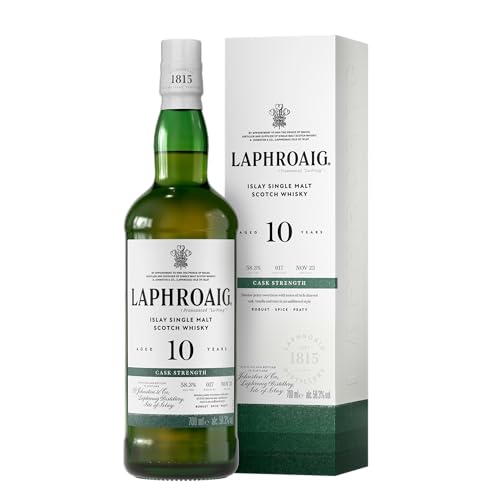 Laphroaig 10 Jahre Cask Strength Batch 17 - Islay Single Malt Scotch Whisky - mit Geschenkverpackung - sanfter Torfrauch mit süßlichen Noten - 58,3% vol -700 ml von Laphroaig