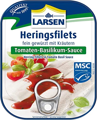 Larsen MSC Heringsfilets Tomaten-Basilikum-Sauce, 110 g von Larsen