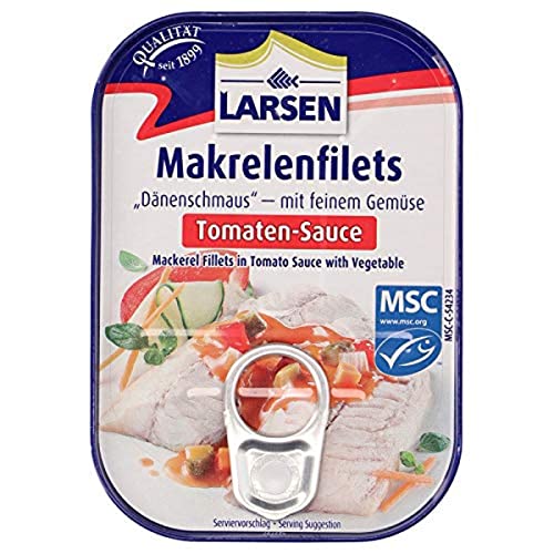 Larsen Makrelenfilets in Tomaten-Sauce Msc, 110 g von Larsen