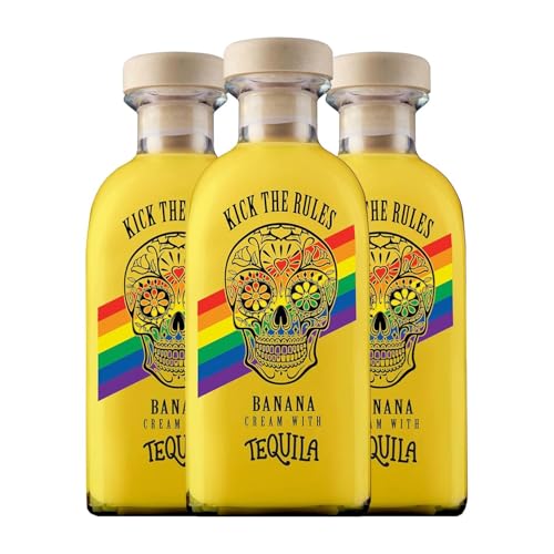 Tequila Lasil Kick The Rules Crema de Banana con Tequila Pride Edition 70 cl (Karton mit 3 Flaschen von 70 cl) von Lasil