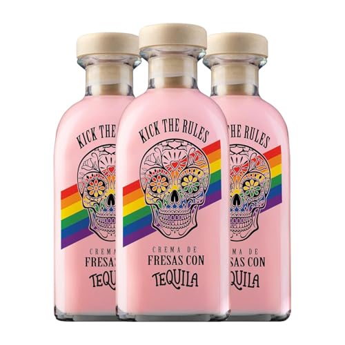 Tequila Lasil Kick The Rules Crema de Fresas con Tequila Pride Edition 70 cl (Karton mit 3 Flaschen von 70 cl) von Lasil