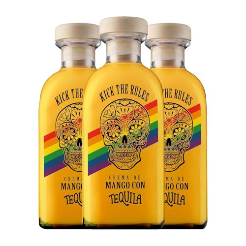 Tequila Lasil Kick The Rules Crema de Mango con Tequila Pride Edition 70 cl (Karton mit 3 Flaschen von 70 cl) von Lasil