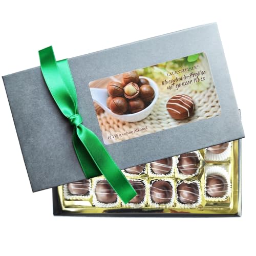 Lauensteiner Macadamia Nougat-Pralinen 175g, 38% Cacao, alkoholfrei, 16 handgemachte Pralinen, Ideal als Geschenk für Kinder oder Erwachsene von Lauenstein Confiserie