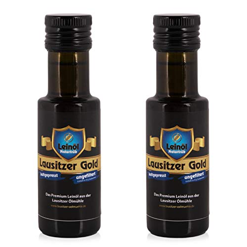 2 x Lausitzer Leinöl - Lausitzer Gold (kaltgepresstes ungefiltertes Premium Leinöl), 2x 105ml von Lausitzer Ölmühle