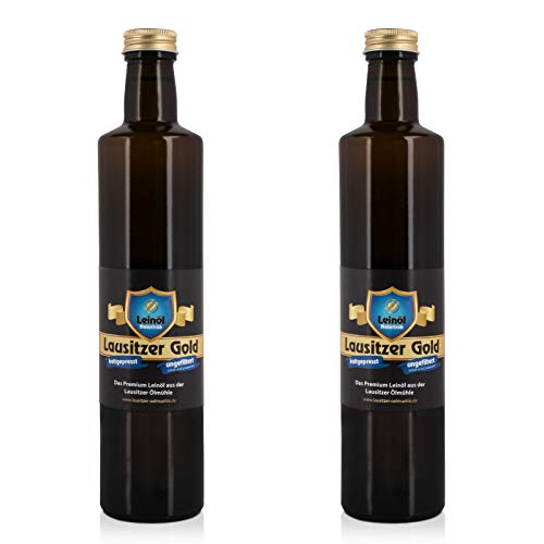 2 x Lausitzer Leinöl - Lausitzer Gold (kaltgepresstes ungefiltertes Premium Leinöl), 2x 500ml von Lausitzer Ölmühle