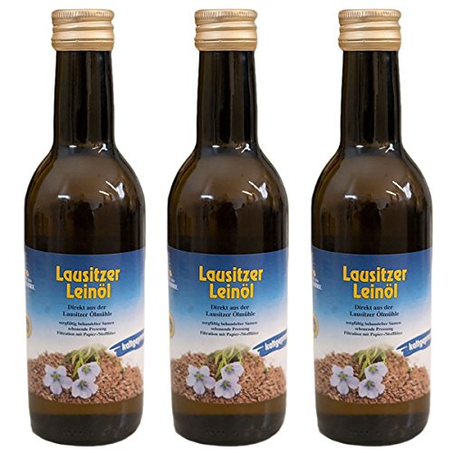 3 x Lausitzer Leinöl (kaltgepresstes Leinöl), 3x 250ml von Lausitzer Ölmühle