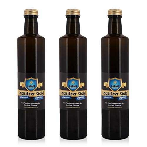 3 x Lausitzer Leinöl - Lausitzer Gold (kaltgepresstes ungefiltertes Premium Leinöl), 3x 500ml von Lausitzer Ölmühle