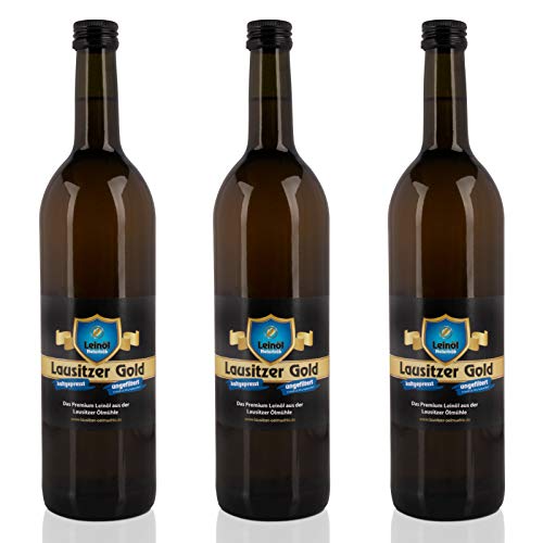 3 x Lausitzer Leinöl - Lausitzer Gold (kaltgepresstes ungefiltertes Premium Leinöl), 3x 750ml von Lausitzer Ölmühle