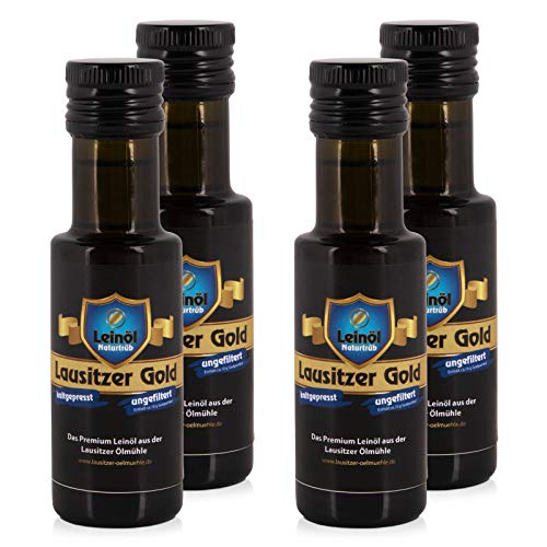 4 x Lausitzer Leinöl - Lausitzer Gold (kaltgepresstes ungefiltertes Premium Leinöl), 4x 105ml von Lausitzer Ölmühle