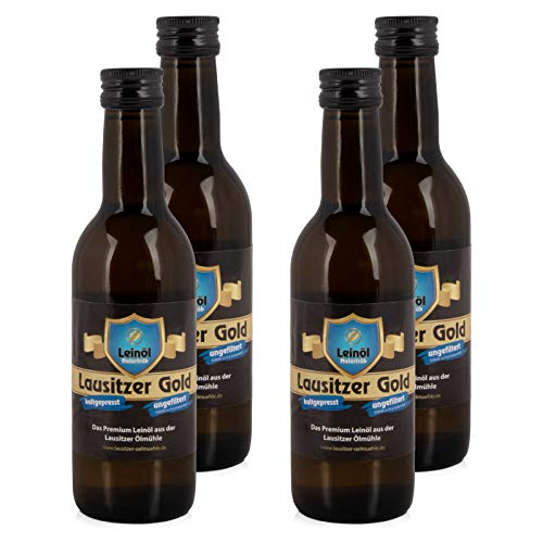 4 x Lausitzer Leinöl - Lausitzer Gold (kaltgepresstes ungefiltertes Premium Leinöl), 4x 250ml von Lausitzer Ölmühle