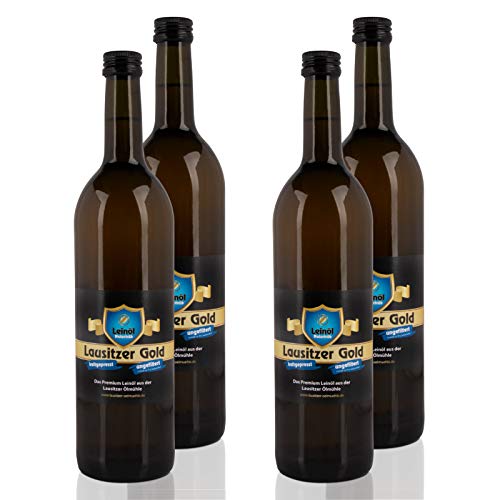 4 x Lausitzer Leinöl - Lausitzer Gold (kaltgepresstes ungefiltertes Premium Leinöl), 4x 750ml von Lausitzer Ölmühle