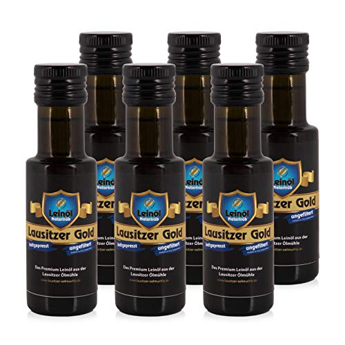 6 x Lausitzer Leinöl - Lausitzer Gold (kaltgepresstes ungefiltertes Premium Leinöl), 6x 105ml von Lausitzer Ölmühle