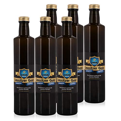 6 x Lausitzer Leinöl - Lausitzer Gold (kaltgepresstes ungefiltertes Premium Leinöl), 6x 500ml von Lausitzer Ölmühle