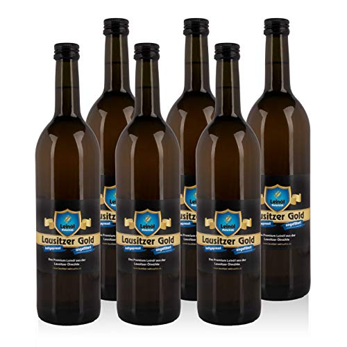 6 x Lausitzer Leinöl - Lausitzer Gold (kaltgepresstes ungefiltertes Premium Leinöl), 6x 750ml von Lausitzer Ölmühle