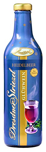 Dresdner Striezel Glühwein Heidelbeere - Fruchtglühwein in der metallisierten Vollsleeve Flasche mit dem Motiv des Blauen Wunders, eine der in Dresden über die Elbe führenden Brücken 6 x 0,75 l von Lausitzer