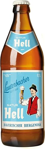 Lauterbacher Natur Hell - Bayerisches Helles, naturtrübes Genussbier aus Deutschland (12 x 0,5l) von Lauterbacher