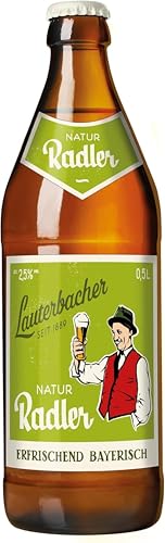 Lauterbacher Natur Radler 0,5l - Bayerisches, naturtrübes Radler, erfrischendes Zitronenbier (12 x 0,5l) von Lauterbacher