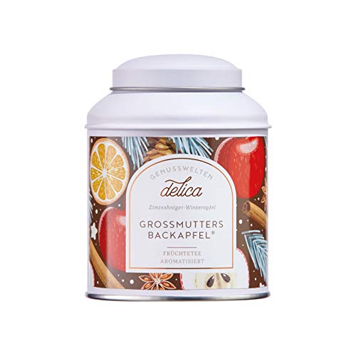 LAUX Großmutters Backapfel® Tee – Früchtetee mit Apfel, Hibiskus & Mandeln – 130g Teedose von Laux