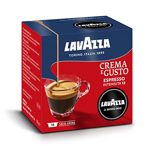 Lavazza, A Modo Mio Crema e Gusto Classico, 256 Kaffeekapseln, für einen Espresso mit Noten von Schokolade und getrockneten Früchten, Arabica und Robusta, Intensität 12/13, mittlere Röstung, 16 von Lavazza