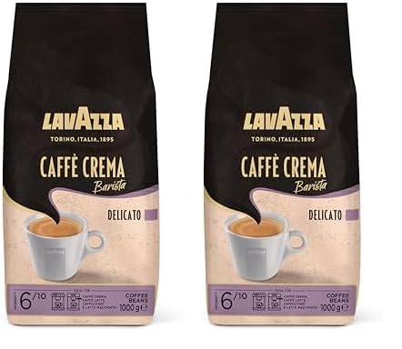 Lavazza, Caffè Crema Barista Delicato, Arabica & Robusta Kaffeebohnen, für Espressomaschinen, mit Schokolade- & Kakaoaromen, Ausgewogener Geschmack, Intensität 6/10, Mittlere Röstung, 1 kg Packung von Lavazza