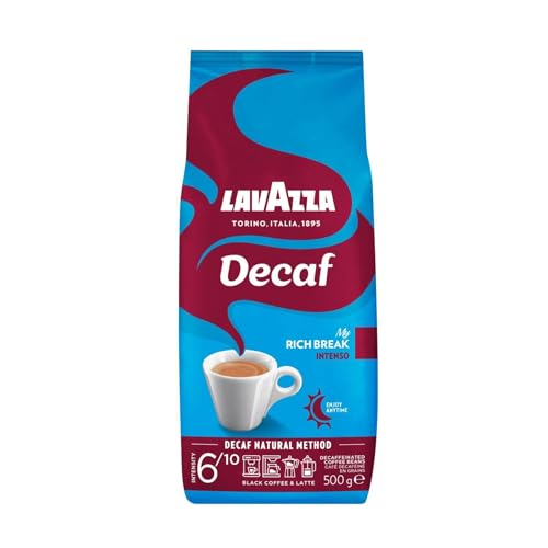 Lavazza, Decaf Intenso – My Rich Break, Kaffeebohnen, Ideal für Espressomaschinen, mit Aromen von Kakao und einer holzigen Note, Arabica und Robusta, Intensität 6/10, Mittlere bis dunkle Röstung, 500g von Lavazza