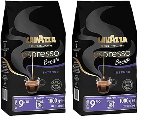 Lavazza, Espresso Barista Intenso, ganze Arabica und Robusta Kaffeebohnen, mit Kakao- und Holzaromen, für einen intensiven Kaffee, Intensität 9/10, mittlere Röstung, 1 kg Packung (Packung mit 2) von Lavazza