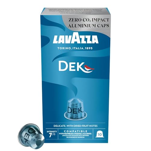 Lavazza, Dek, 10 Nespresso Original maschinenkompatible Kaffeekapseln, mit Noten von Schokolade und Trockenfrucht, Arabica und Robusta, Intensität 7/13, Mittlere Röstung, 1 Pack von Lavazza