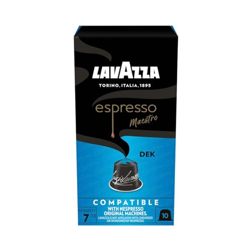 Lavazza, Dek, 10 Nespresso Original maschinenkompatible Kaffeekapseln, mit Noten von Schokolade und Trockenfrucht, Arabica und Robusta, Intensität 7/13, Mittlere Röstung, 1 Pack von Lavazza