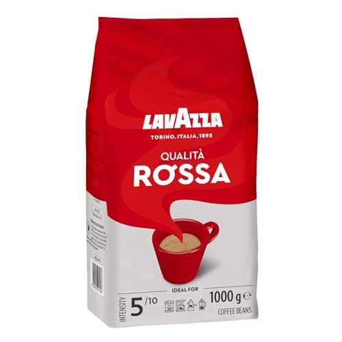 Lavazza, Qualità Rossa, Arabica & Robusta Kaffeebohnen, mit Aromanoten von Schokolade und Trockenfrüchten, Intensität 5/10, Mittlere Röstung, 1 Kg (Packung mit 6) von Lavazza