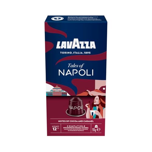 Lavazza, Tales of Napoli, 10 Kaffeekapseln kompatibel mit Nespresso-Maschinen Original, mit Noten von Kakao und Karamell, Arabica und Robusta, Intensität 12/13, Dunkle Röstung, 1 Pack von Lavazza