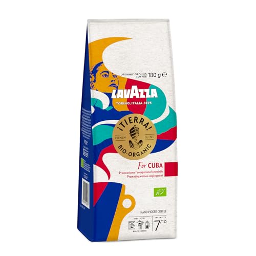 Lavazza, Tierra for Cuba, Gemahlener Bio-Kaffee, Ideal für die Moka-Kanne, mit Aromen von Schokolade und Trockenfrüchten, Arabica und Robusta, Intensität 7/10, Mittlere Röstung, 180 g von Lavazza