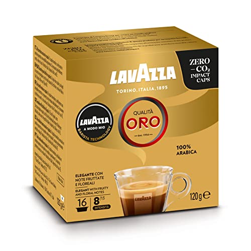 Lavazza, A Modo Mio Qualità Oro, 1 Packung mit 16 Kaffeekapseln, Ideal für einen Espresso mit floralen und fruchtigen Noten, 100% Arabica, Intensität 8/13, Mittlere Röstung von Lavazza