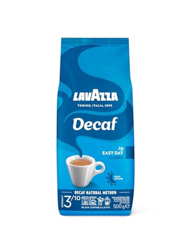 Lavazza, Decaf „My Easy Day“, Entkoffeinierte Kaffeebohnen, Ideal für schwarzen Kaffee & Latte, mit Aromanoten von Honig, 100% Arabica, Intensität 3/10, Mittlerer Röstgrad, 500 g von Lavazza