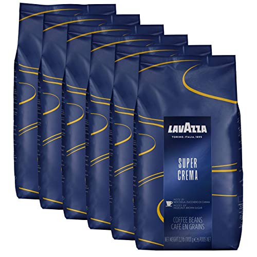 Lavazza Kaffee Espresso Super Crema, ganze Bohnen, Bohnenkaffee, 6er Pack, 6 x 1000g von Lavazza