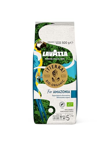 Lavazza, Tierra For Amazonia, 100 % Bio-Arabica Kaffeebohnen, Ideal für Espressomaschinen, Fruchtige & Blumige Aromanoten, Ausgewogener Geschmack, Intensität 5/10, Mittlere Röstung, 500 g Packung von Lavazza