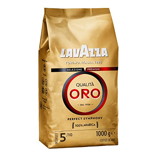 Lavazza, Qualità Oro, Kaffeebohnen, mit Aromanoten von Früchten und Blumen, für einen Samtigen Espresso, 100 % Arabica Kaffeebohnen, Intensität 5/10, Mittlere Röstung, 1 kg von Lavazza