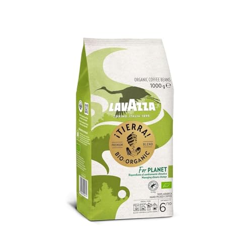 Lavazza, Tierra For Planet, 100 % Bio-Arabica Kaffeebohnen, Ideal für Espressomaschinen, Milder Geschmack, Intensität 6/10, Fruchtige & Blumige Aromen, Leichte Röstung, 1 kg Packung von Lavazza