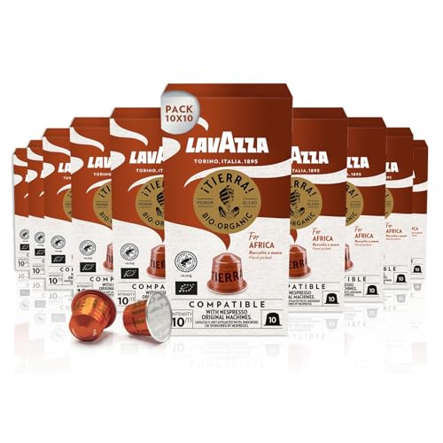 Lavazza Tierra for Africa Bio Organic, Espresso mit Noten von Karamell und Schokolade, 10x10 Kapseln, Nespresso kompatibel von Lavazza